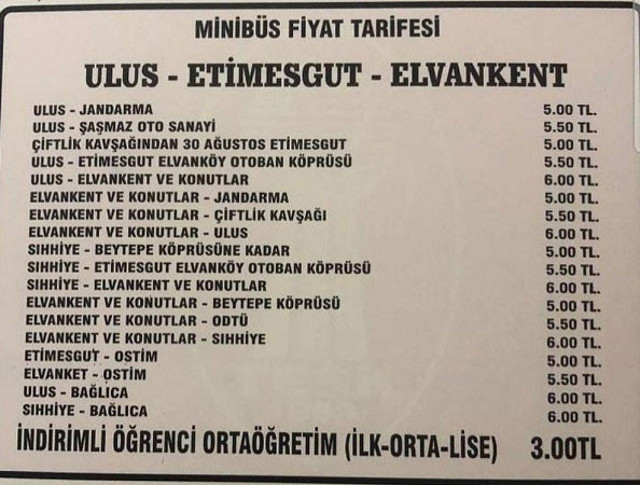 Ankara'da dolmuş ve toplu taşıma ücretlerine zam geldi! İşte yeni zamlı fiyat listesi - Resim: 0
