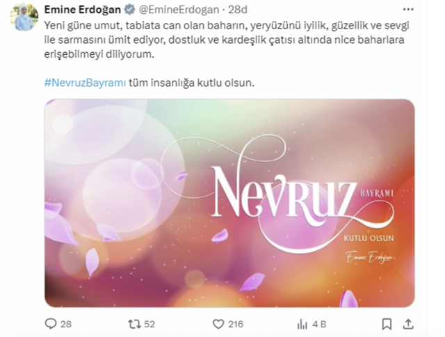 Emine Erdoğan'dan Nevruz Bayramı paylaşımı - Resim: 0