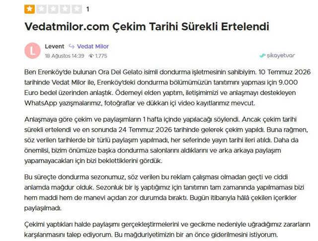 Vedat Milor hakkında şok iddia! 500 bin TL aldı tanıtımı yapmadı dendi! Ünlü isim sessizliğini bozdu - Resim: 1