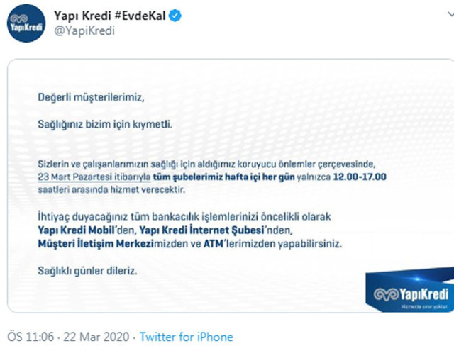 Yapıkredi çalışma saatleri değişti 2020 Yapıkredi kaçta açılıyor? - Resim: 0