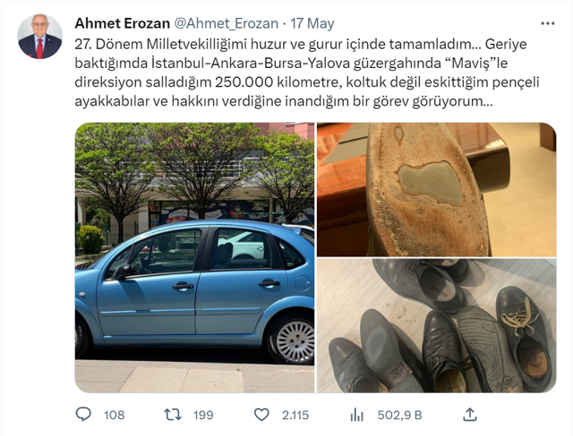 Meclis'e altı delik ayakkabı ve 'Maviş'le veda etti! Hak etmediği 2 aylık maaşı da iade etti - Resim: 0