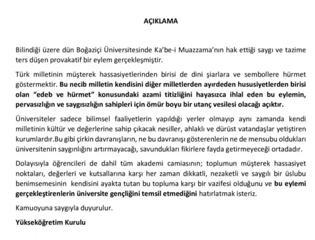 Son dakika YÖK'ten Boğaziçi'ndeki 'Kabe' skandalı ile ilgili açıklama! - Resim: 0