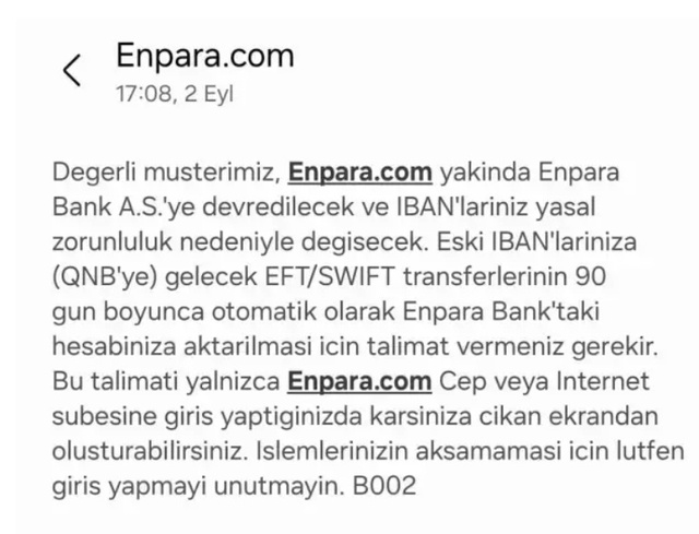 İBAN numaraları değişiyor! Enpara.com mesaj göndermeye başladı... - Resim: 0