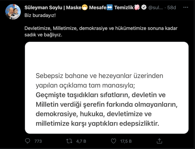 İçişleri Bakanı Süleyman Soylu'dan emekli paşaların 'Montrö bildirisi'ne sert tepki - Resim: 1