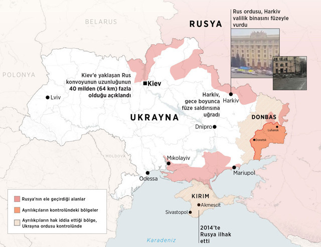 Ukrayna haritasına bakın Rusya 6 günde nereleri aldı? Türk SİHA'lara ABD'den övgü - Resim: 1