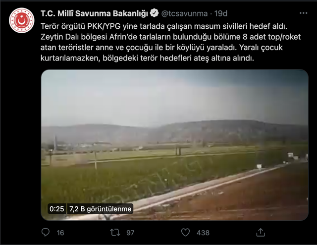 PKK Afrin'de tarlada çalışan sivilleri hedef aldı anne ve bebeği vuruldu bebek öldü - Resim: 0