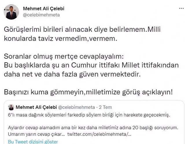 Mehmet Ali Çelebi mertçe cevapladı 'Cumhur İttifakı' dedi - Resim: 0