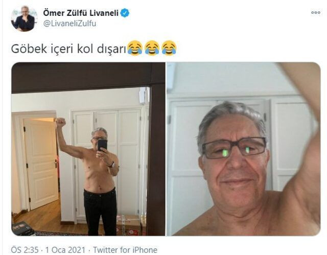 Zülfü Livaneli yarı çıplak fotoğrafını Twitter'da paylaştı! Şaka deyip sildi - Resim: 3