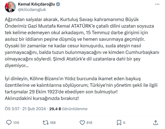 Kemal Kılıçdaroğlu 'okul arkadaşı' Devlet Bahçeli'yi 'Atatürk' üzerinden vurdu! - Resim: 0