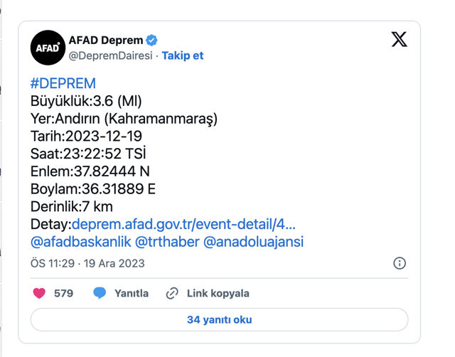 AFAD duyurdu: Kahramanmaraş'ta deprem! - Resim: 0