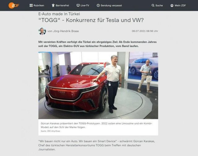 Alman medyası TOGG'u yazdı: Türkiye uluslararası pazarı fethetmek istiyor - Resim: 0