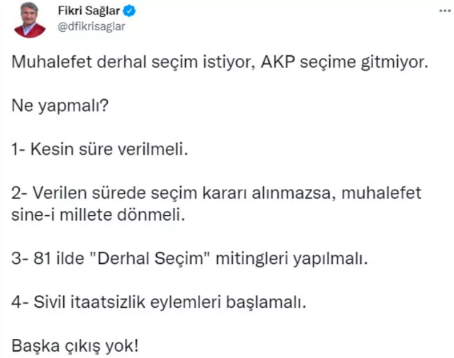 CHP'li Fikri Sağlar'dan erken seçim olmazsa sokak çağrısı - Resim: 0