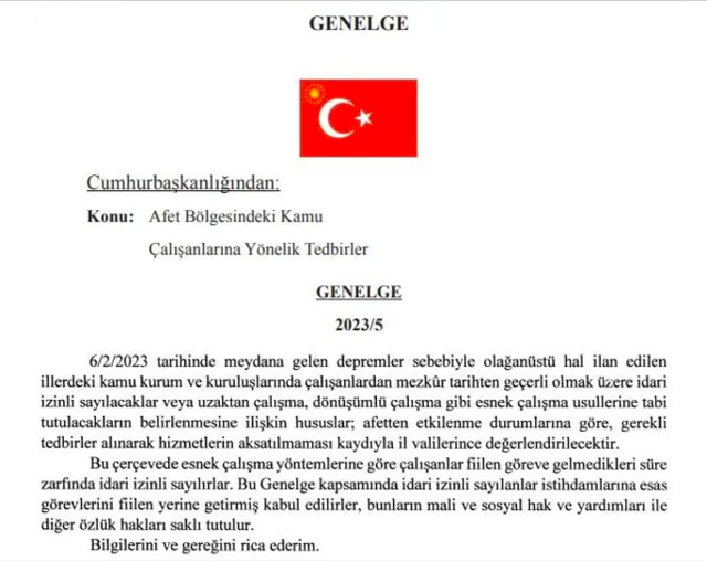 Kamu çalışanları için deprem genelgesi! Erdoğan imzaladı Resmi Gazete'de yayımlandı - Resim: 0
