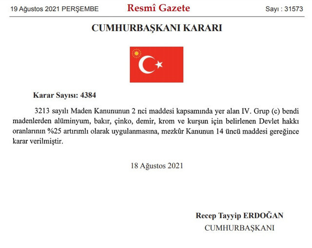 Madenlerde devlet hakkı oranı yüzde 25 artırıldı - Resim: 0