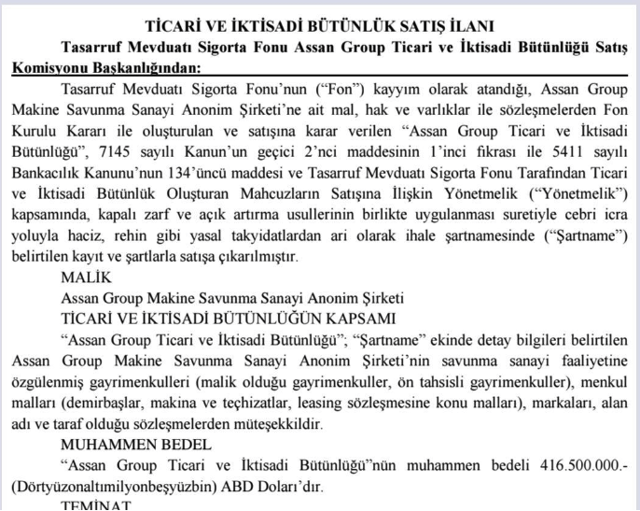 Geçen yıl el konulmuştu! TMSF, Assan Group'u satışa çıkardı - Resim: 1