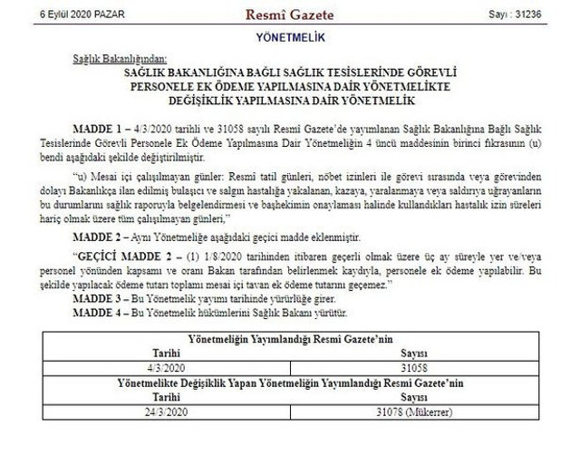 Sağlık Bakanlığı bünyesindeki sağlık çalışanlarına 3 ay ek ödeme yapılacak! Resmi gazetede yayınlandı - Resim: 0