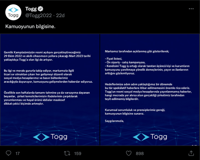 Togg'un fiyatı kaç lira olacak? Togg'dan açıklama geldi açıklanan listelere inanmayın - Resim: 0