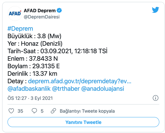 Denizli Honaz'da deprem oldu! 3.8'lik deprem korkuttu - Resim: 0