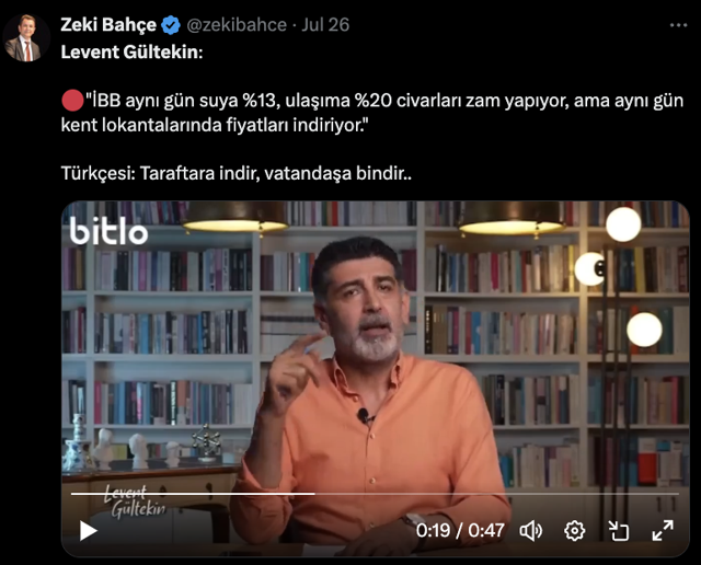 İstanbul'da su ve ulaşıma zam, kent lokantalarına indirim! Levent Gültekin, İBB'yi eleştirdi - Resim: 0