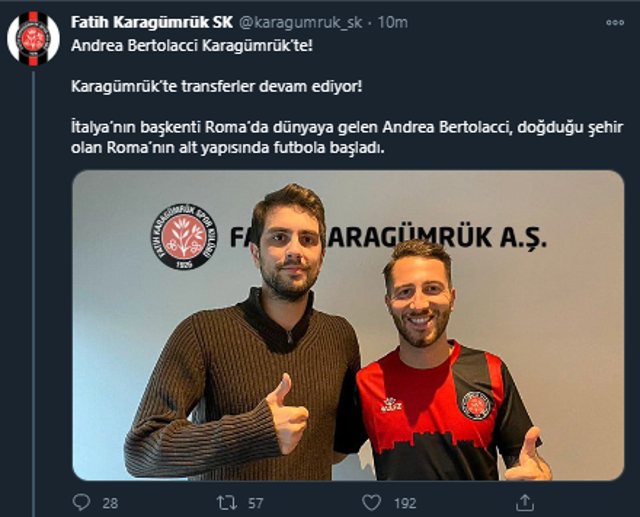 Fatih Karagümrük Andrea Bertolacci transferini resmen açıkladı - Resim: 0