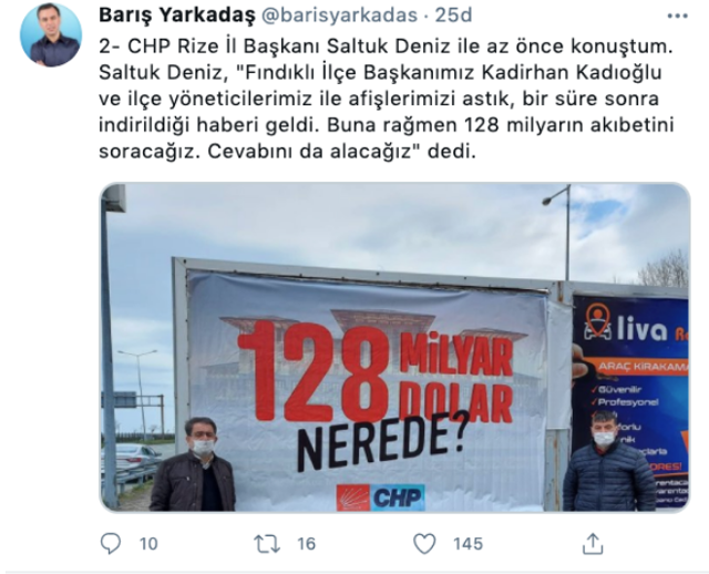 Barış Yarkadaş: Polis 'CHP'nin Fındıklı'da astığı 128 milyar dolar nerede?' afişlerini 30 dakika sonra indirdi - Resim: 1
