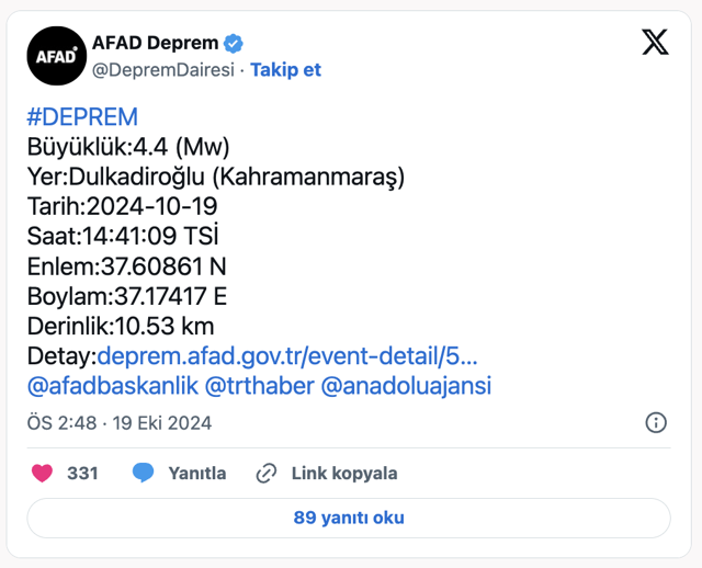 Kahramanmaraş'ta deprem oldu! AFAD'dan açıklama var - Resim: 0
