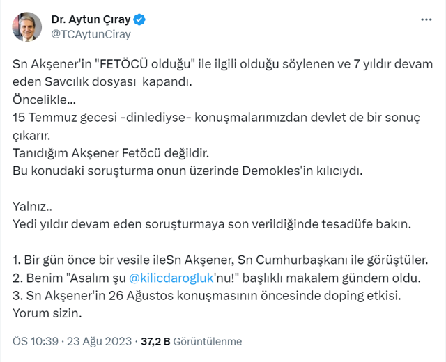 Aytun Çıray'dan bomba Meral Akşener iddiası! FETÖ soruşturması Erdoğan'la anlaştığı için mi kapandı? - Resim: 0