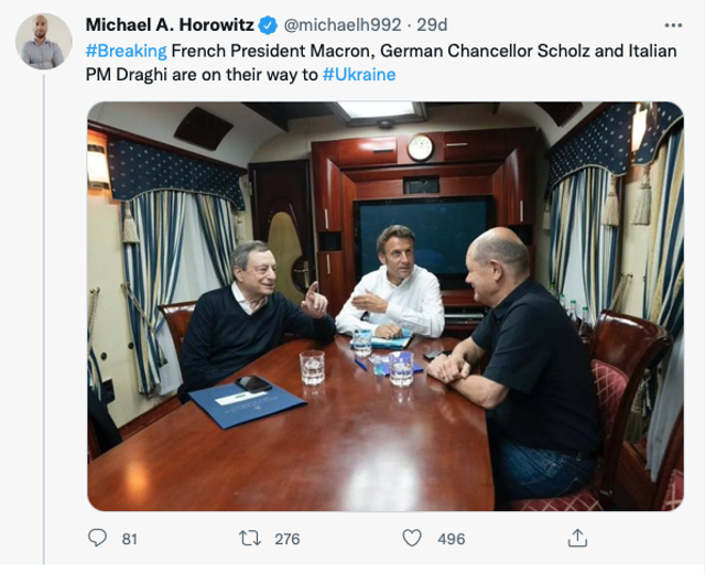 Almanya, Fransa ve İtalya liderleri trenle Ukrayna'ya gidiyor! Kiev'e doğru yola çıktılar işte o anlar - Resim: 0