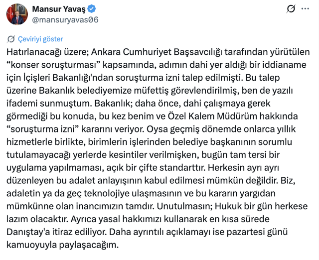 İçişleri Bakanlığı'ndan Mansur Yavaş hakkında soruşturma izni - Resim: 0