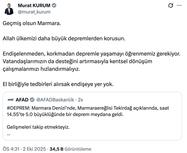 Bakan Kurum deprem sonrası paylaştı! "Çalışmalarımızı hızlandırmalıyız" - Resim: 0