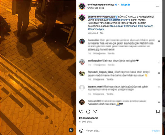 Deprem bölgesinde bulunan Şef Mehmet Yalçınkaya kararını verdi takipçilerinden destek yorumları geldi - Resim: 0
