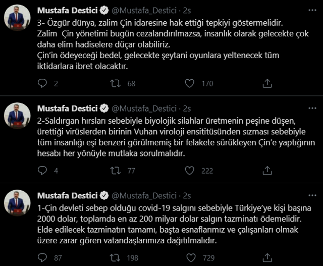 Mustafa Destici'den bomba Çin çıkışı! Türkiye'ye 200 milyar dolar tazminat ödemeli - Resim: 0