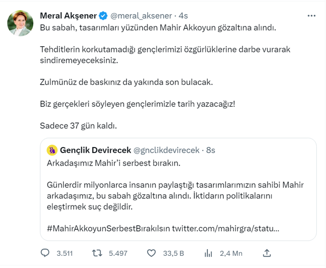 Erdoğan ve Bahçeli çıkartmaları hazırlayan şahsa Meral Akşener'den destek - Resim: 0