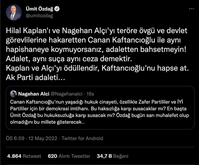 Ümit Özdağ ile Hilal Kaplan birbirine girdi! Hilal Kaplan'ın eski Fethullah Gülen twitleri - Resim: 0