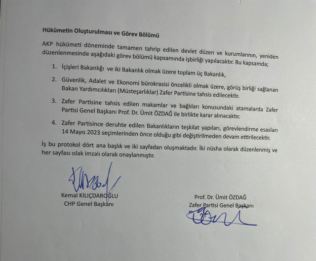 İşte o gizli protokol! Ümit Özdağ, Kemal Kılıçdaroğlu'nun protokolünü paylaştı! Neler vaat etmiş neler! - Resim: 0