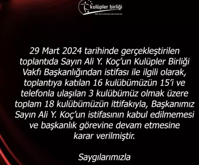Başkanlar açıkladı: Ali Koç göreve devam edecek! 18 kulübün ittifakıyla... - Resim: 0