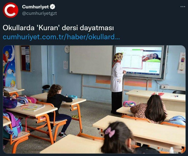 Cumhuriyet Gazetesi Kur'an eğitimini dayatma olarak servis etti - Resim: 0