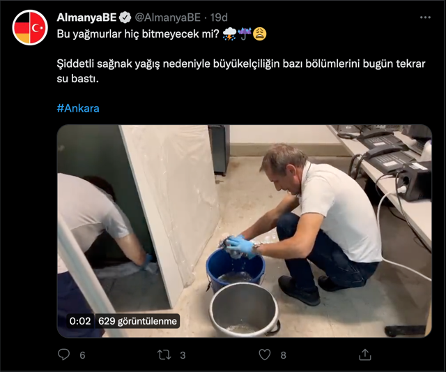 Ankara'da Almanya Büyükelçiliği'ni su bastı! 'Bu yağmurlar hiç bitmeyecek mi? - Resim: 0