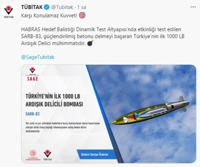 TÜBİTAK'tan SARB-83 paylaşımı: Karşı Konulamaz Kuvvet - Resim: 0