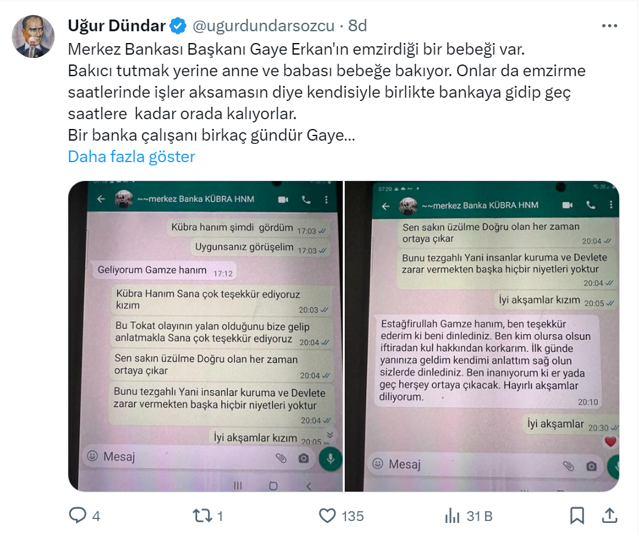 Uğur Dündar'dan bomba Hafize Gaye Erkan paylaşımı! 15 gün önce annesine mesaj atılmış - Resim: 0
