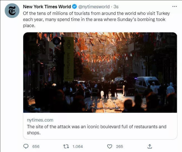 New York Times'tan skandal başlık! İstanbul'daki bombalı saldırıyı böyle servis ettiler! - Resim: 0