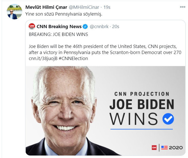 Gülen'in sağ kolu Mevlüt hilmi Çınar'dan dikkat çeken Joe Biden mesajı - Resim: 0