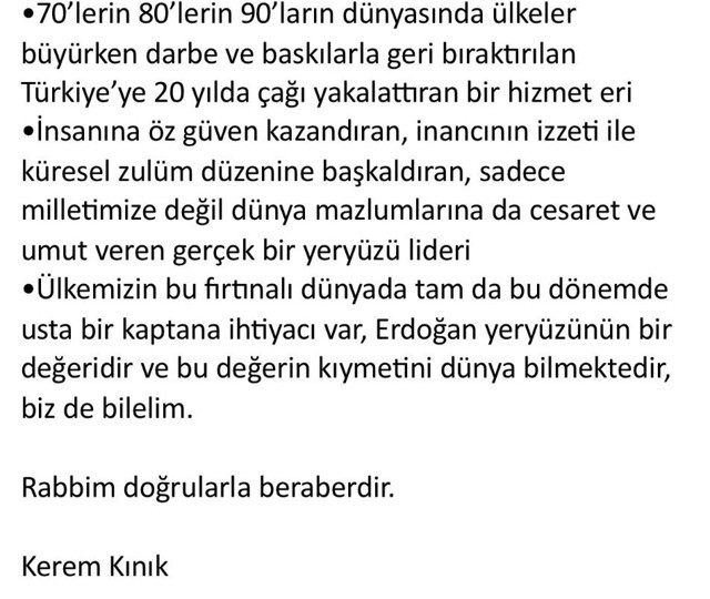 Kızılay'ın eski başkanı Kerem Kınık 'Erdoğan'ı destekliyorum' deyip övgü yağdırdı - Resim: 3