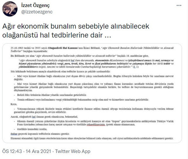 Prof. Dr. İzzet Özgenç'ten bomba iddia! 'Ekonomik bunalım sonucu OHAL'e hazır olun!' - Resim: 1