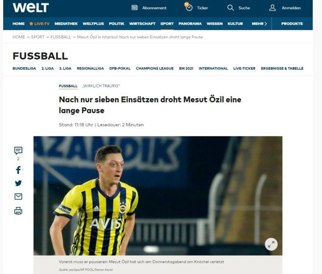 Dünya basını Mesut Özil'in sakatlığını manşete taşıdı - Resim: 1
