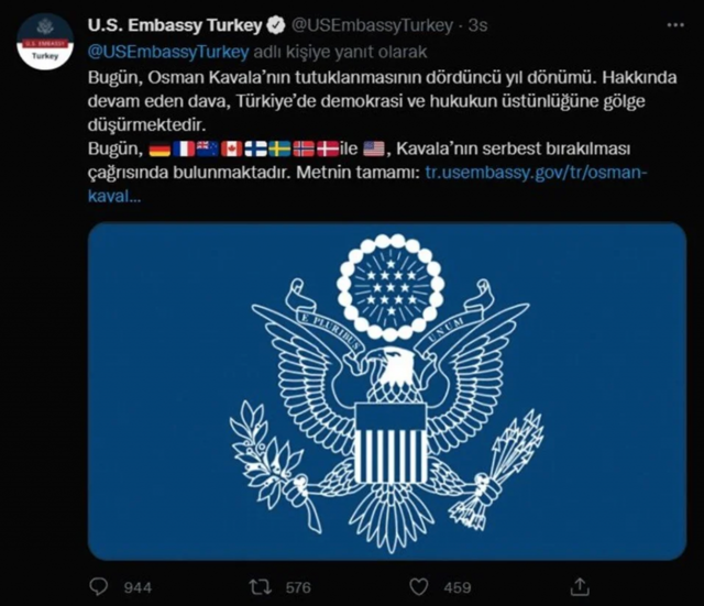 Osman Kavala bildirisi yayınlayan ABD dahil 10 ülkenin büyükelçileri geri adım attı - Resim: 0