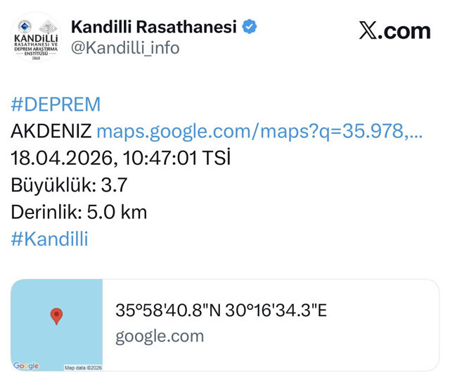 Antalya açıklarında deprem meydana geldi - Resim: 0