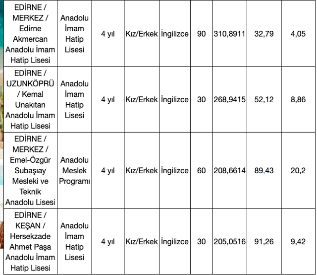 Edirne lise taban puanları 2021 nitelikli lise puan sıralaması - Resim: 1