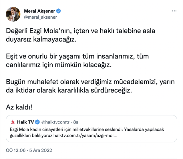 Ezgi Mola istedi Meral Akşener'den cevap geldi! Sevgili Ezgi Mola az kaldı... - Resim: 0