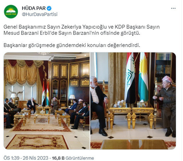 HÜDA PAR lideri Zekeriya Yapıcıoğlu, Erbil'de Mesud Barzani ile görüştü - Resim: 0